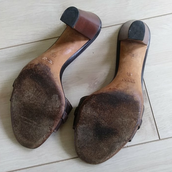 GUCCI HORSEBIT LEATHER & BAMBOO HEELS 37 - Picture 9 of 9